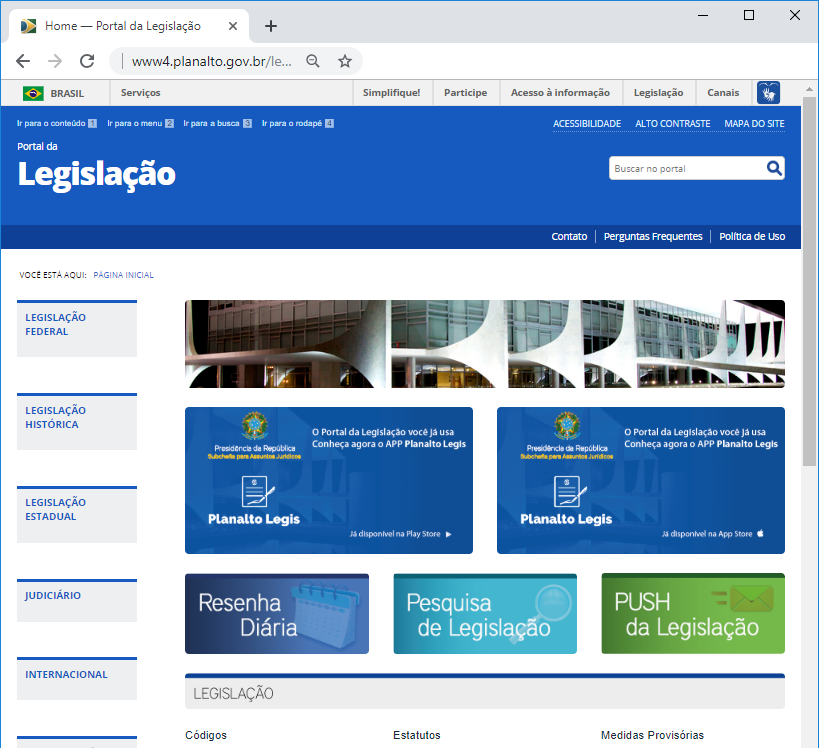 Lei Seca: site do planalto