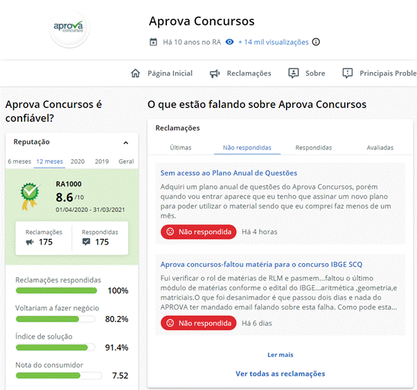 Reclamações Aprova Concursos