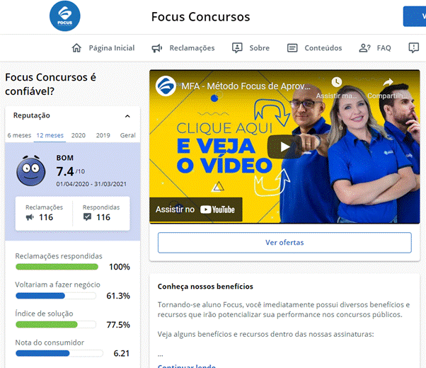 Reclamações Focus Concursos