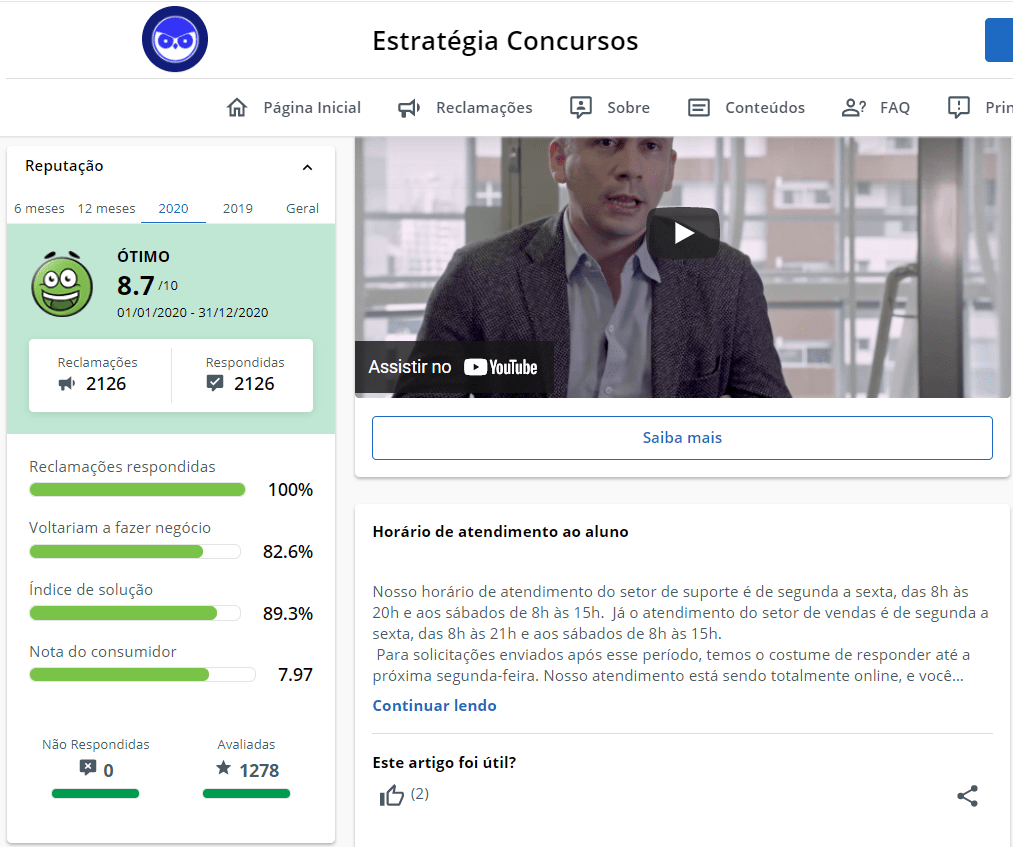 Reclamações Estratégia Concursos
