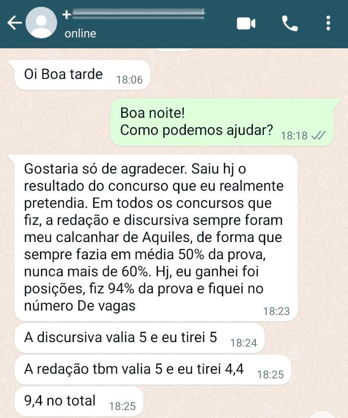 Mensagem de aluno do Você Concursado