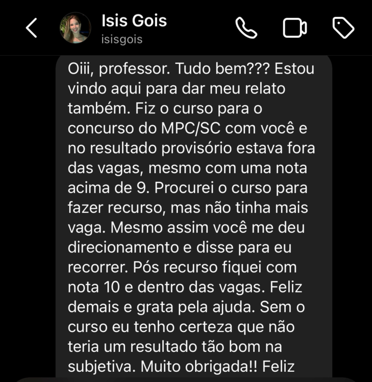 Mensagem de aluno do Você Concursado