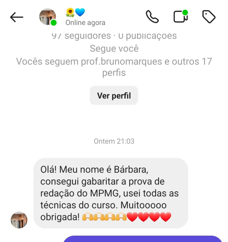 Mensagem de aluno do Você Concursado