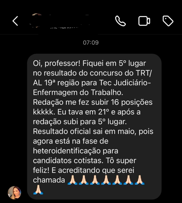 Mensagem de aluno do Você Concursado