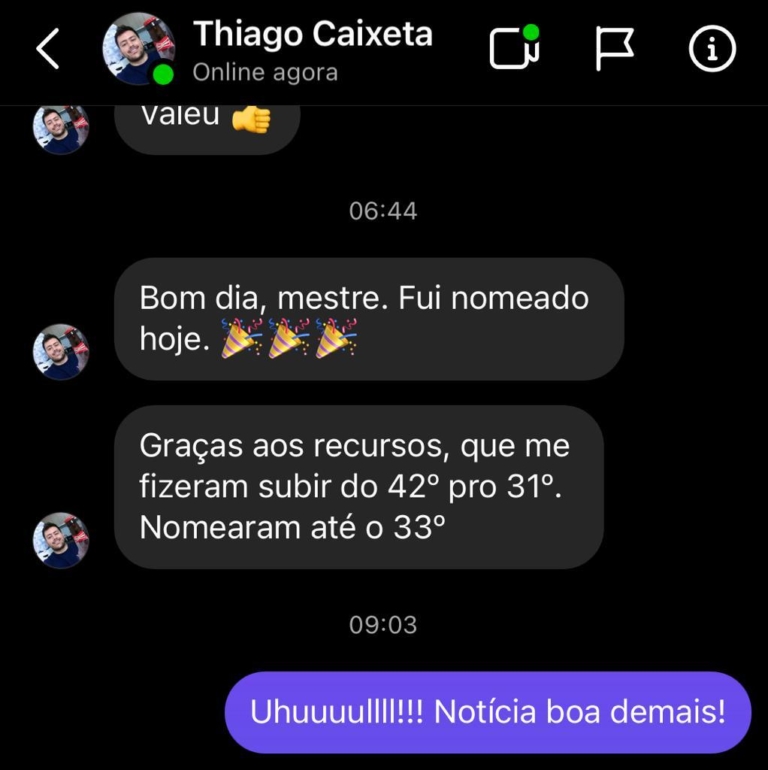 Mensagem de aluno do Você Concursado
