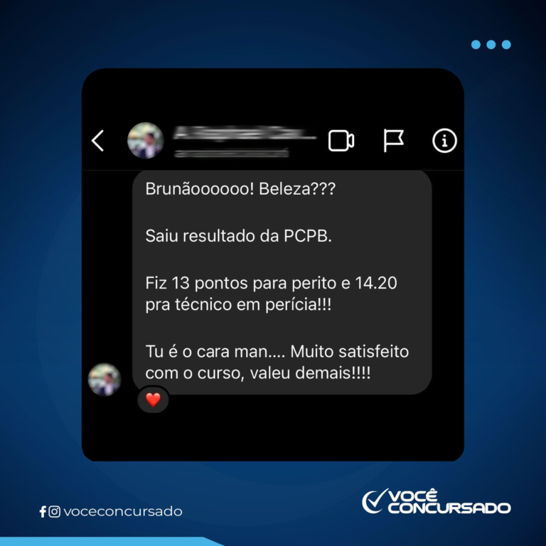 Mensagem de aluno do Você Concursado