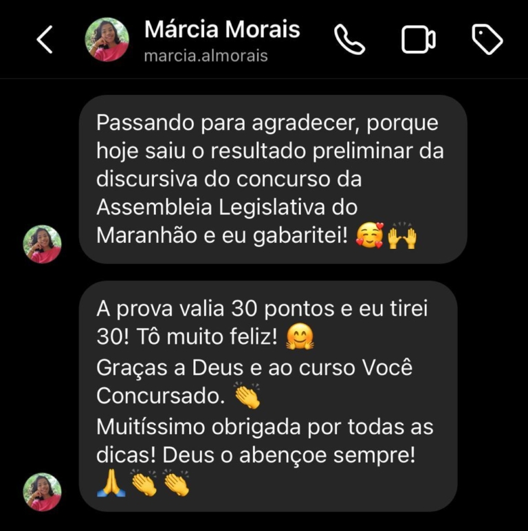 Mensagem de aluno do Você Concursado