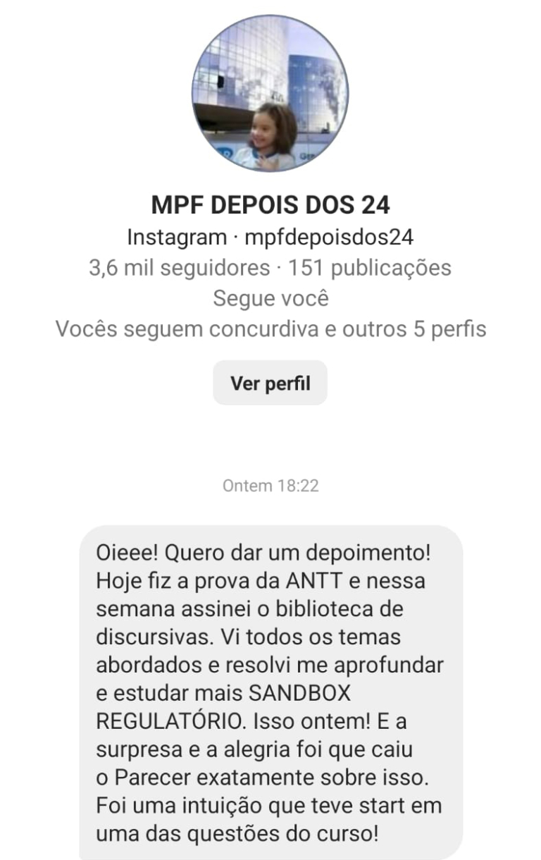 Mensagem de aluno do Você Concursado