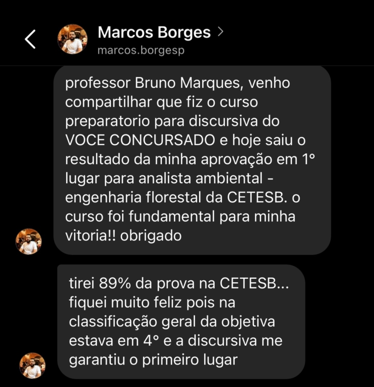 Mensagem de aluno do Você Concursado