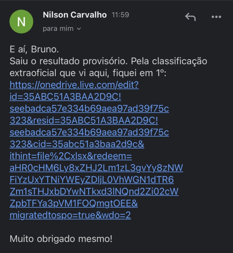 Mensagem de aluno do Você Concursado