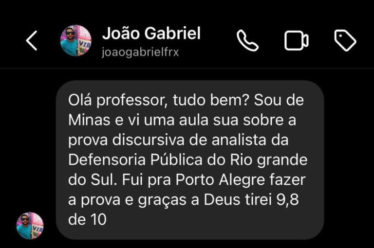 Mensagem de aluno do Você Concursado