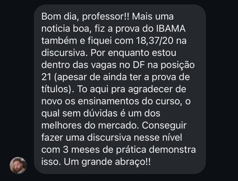 Mensagem de aluno do Você Concursado