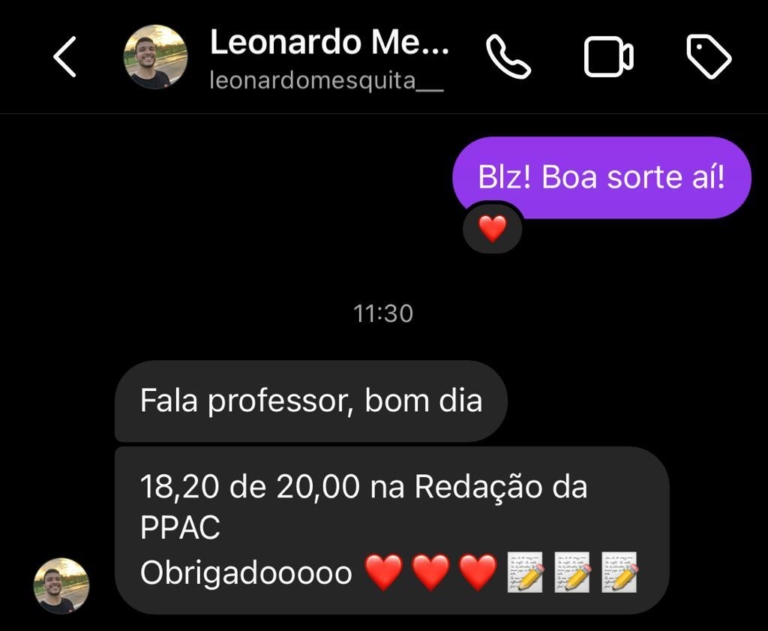 Mensagem de aluno do Você Concursado