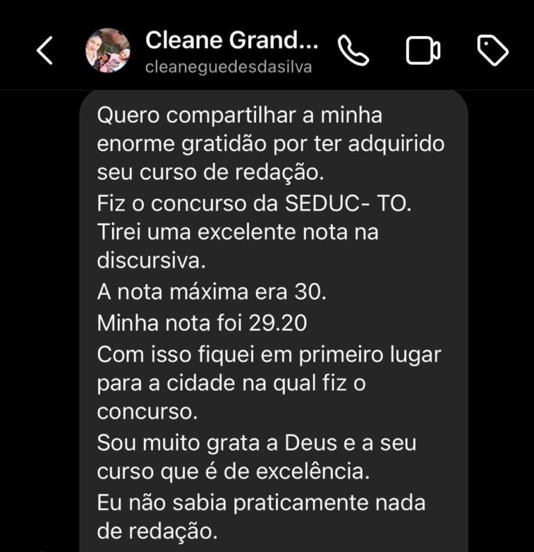 Mensagem de aluno do Você Concursado