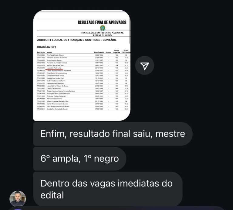 Mensagem de aluno do Você Concursado