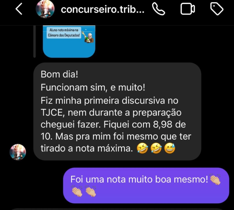 Mensagem de aluno do Você Concursado