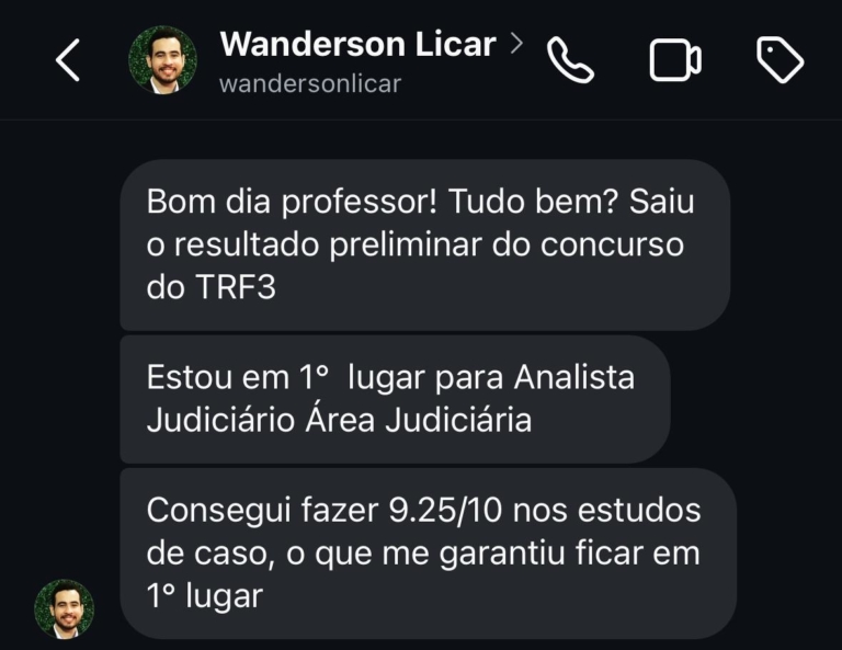 Mensagem de aluno do Você Concursado