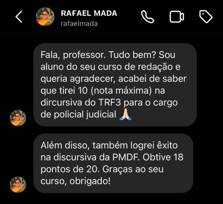 Mensagem de aluno do Você Concursado