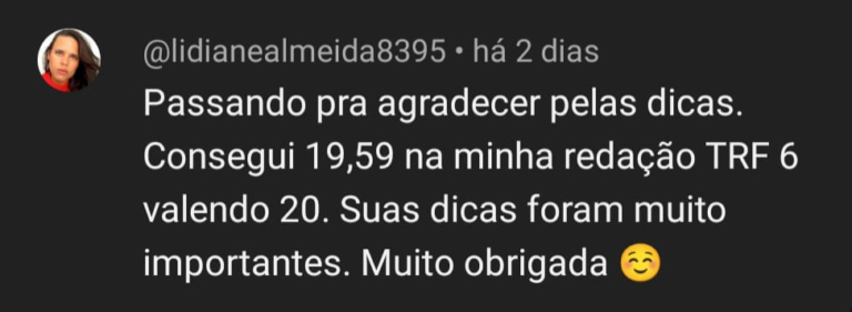 Mensagem de aluno do Você Concursado