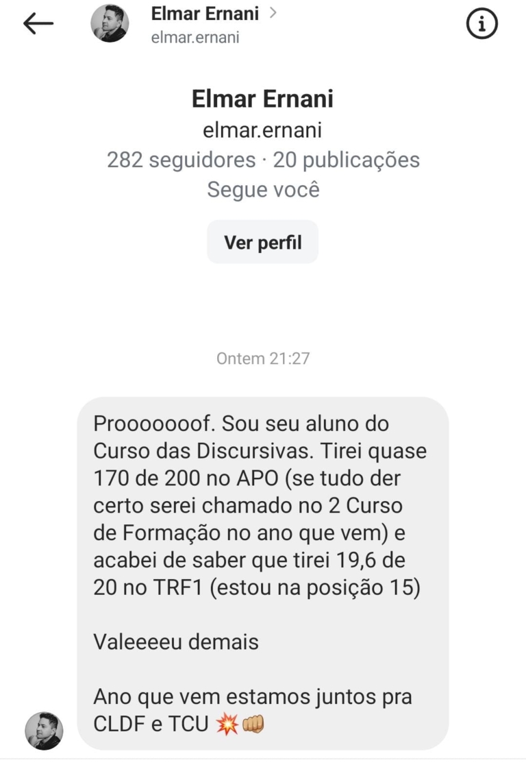 Mensagem de aluno do Você Concursado