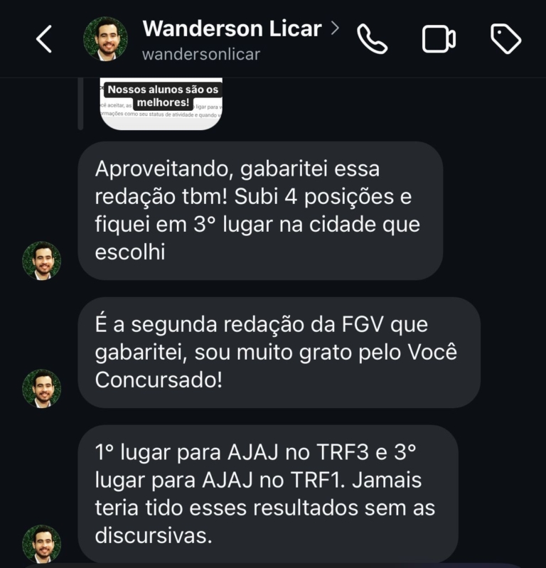 Mensagem de aluno do Você Concursado