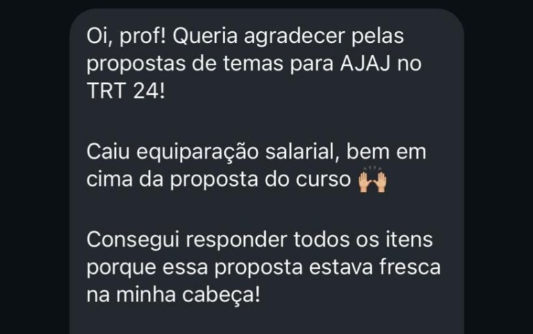 Mensagem de aluno do Você Concursado