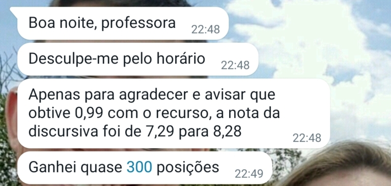 Mensagem de aluno do Você Concursado