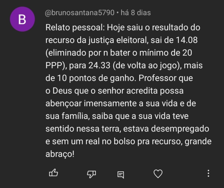 Mensagem de aluno do Você Concursado