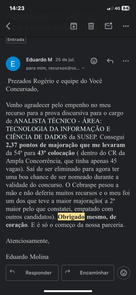 Depoimento de aluno do Você Concursado