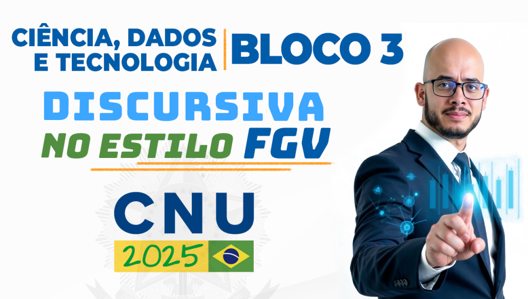 Vai fazer a discursiva do CNU 2025 – Bloco 3 (Ciência, Dados e Tecnologia)?
Neste vídeo, o professor resolve um tema quente passo a passo, mostrando como aplicar a técnica de discursiva no estilo FGV para garantir uma resposta bem estruturada, objetiva e dentro do padrão da banca.

📘 Se você quer treinar com correção individualizada, conheça nosso curso:
👉 Curso de Discursiva CNU 2025 – Bloco 3: Ciência, Dados e Tecnologia (Pós-edital) – com correções individualizadas e personalizadas no estilo da banca FGV, para você praticar temas prováveis e chegar com segurança no dia da prova.

🔗 Inscreva-se agora: https://voceconcursado.com.br/curso-de-discursiva-cnu-2025-bloco-3/?utm_source=YOUTUBE+ORGANICO

✅ Treino passo a passo com tema quente de Justiça e Defesa.
✅ Técnica discursiva aplicada no estilo FGV.
✅ Correções individualizadas focadas no CNU 2025.
✅ A preparação que pode definir sua aprovação!
