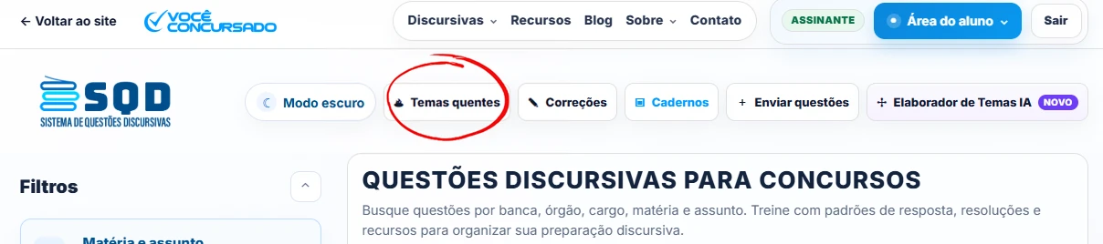Destaque Temas Quentes SQD
