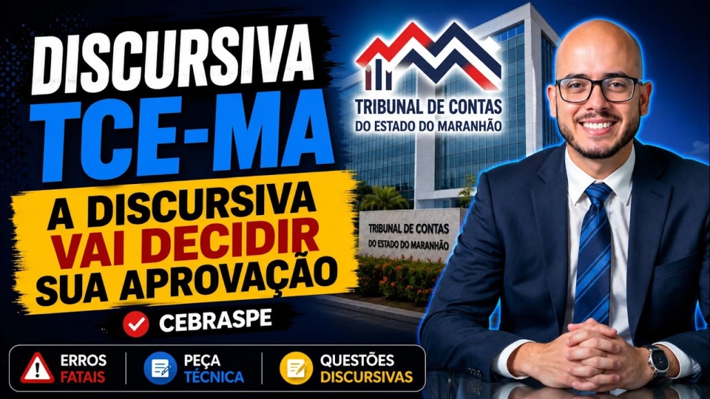 O edital do TCE-MA 2026 foi publicado e a prova discursiva será um dos maiores diferenciais para quem busca uma vaga no Tribunal de Contas do Estado do Maranhão.

Neste vídeo, o Professor Bruno Marques explica como será a cobrança da prova discursiva para os cargos de Analista Estadual de Apoio ao Controle Externo e Auditor Estadual de Controle Externo , composta por uma peça de natureza técnica e duas questões discursivas (situação-problema), e de Técnico Estadual de Controle Externo, composta por uma redação e duas questões discursivas, além de apresentar a estratégia mais eficiente para conquistar uma nota alta na banca Cebraspe.

📌 Neste vídeo, você vai entender:

✅ Como será a estrutura da prova discursiva do TCE-MA;

✅ Como interpretar corretamente o comando da questão;

✅ Os erros que mais eliminam candidatos na discursiva;

✅ Como estruturar a peça técnica, a situação-problema e a redação de acordo com o padrão do Cebraspe;

✅ Como montar um plano de preparação para buscar uma nota alta.

Conheça nossos cursos específicos:

📚 Cursos de Discursiva TCE MA Pós-Edital Cebraspe:
Técnico – Técnico-Administrativa: https://voceconcursado.com.br/curso-de-discursiva-tce-ma-2026-cebraspe-tecnico/

Analista – Engenharia Elétrica: https://voceconcursado.com.br/curso-de-discursiva-tce-ma-2026-cebraspe-analista-engenharia-eletrica/

Analista – TI: https://voceconcursado.com.br/curso-de-discursiva-tce-ma-2026-cebraspe-analista-ti/

Analista – Estatística: https://voceconcursado.com.br/curso-de-discursiva-tce-ma-cebraspe-analista-estatistica/

Analista – Direito: https://voceconcursado.com.br/curso-de-discursiva-tce-ma-cebraspe-direito/

Analista – Administração: https://voceconcursado.com.br/curso-de-discursiva-tce-ma-cebraspe-administracao/

Analista – Ciências Contábeis: https://voceconcursado.com.br/curso-de-discursiva-tce-ma-cebraspe-ciencias-contabeis/

Auditor – TI: https://voceconcursado.com.br/macurso-de-discursiva-tce-ma-2026-cebraspe-auditor-ti/

Auditor – Engenharia: https://voceconcursado.com.br/curso-de-discursiva-tce-ma-2026-cebraspe-auditor-engenharia/

Auditor – Ciências Atuariais: https://voceconcursado.com.br/curso-de-discursiva-tce-ma-2026-cebraspe-auditor-atuariais/

Auditor – Controle Externo: https://voceconcursado.com.br/curso-de-discursiva-tce-ma-pre-cebraspe-controle-externo/


📲 Inscreva-se no canal e acompanhe os próximos conteúdos para sua discursiva.

#TCEMA #Discursiva #peçatécnica #VoceConcursado #cebraspe