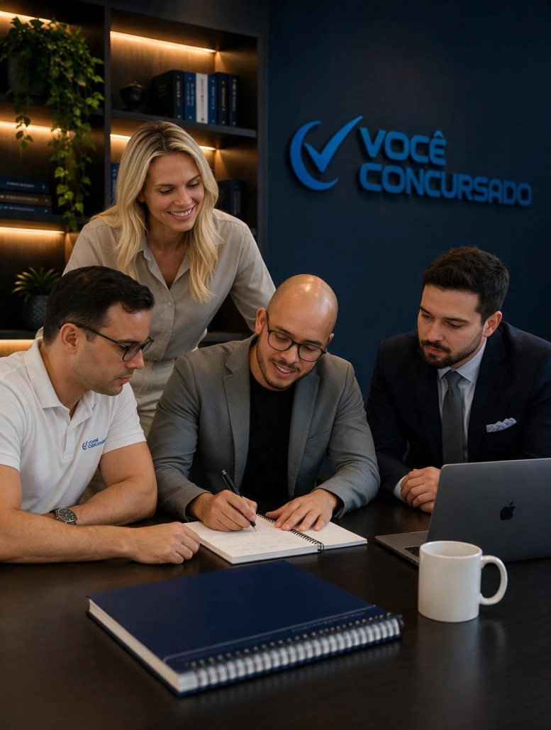 Equipe do Você Concursado em reunião de preparação para discursivas