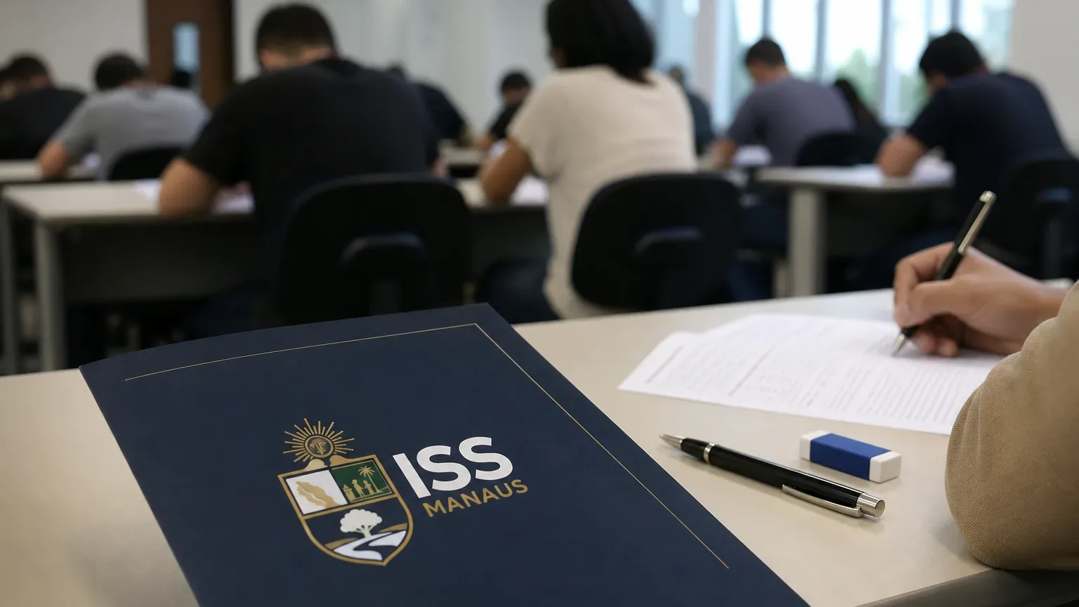 Imagem editorial para Concurso ISS Manaus 2026: discursiva FCC, temas e dicas